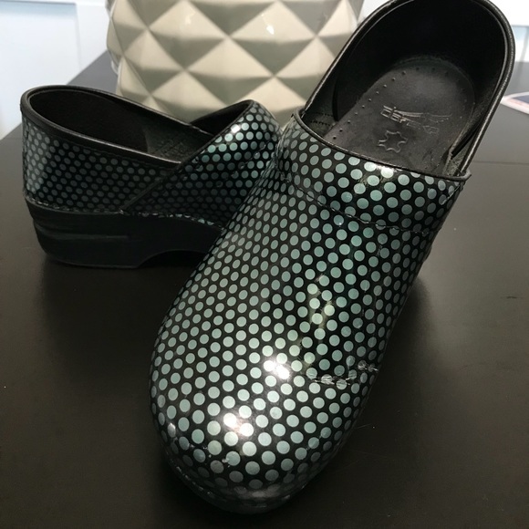 dansko polka dot clogs